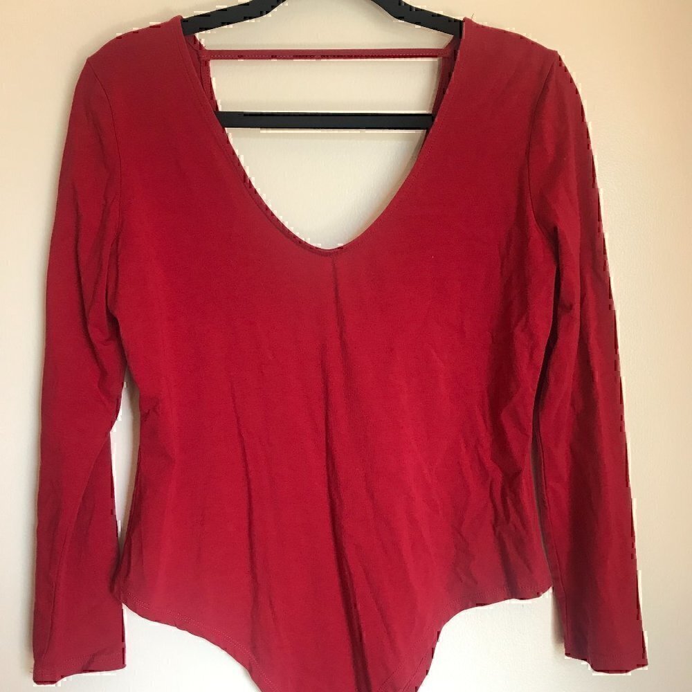 XL Red Long Sleeve Bodysuit